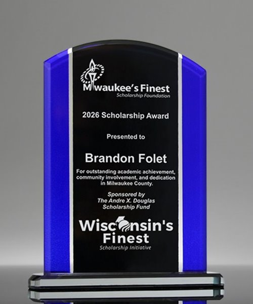 Picture of Appreciation Black & Blue Glass Award