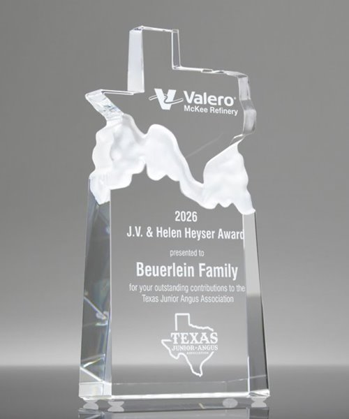 Picture of Texas Shaped Crystal Award