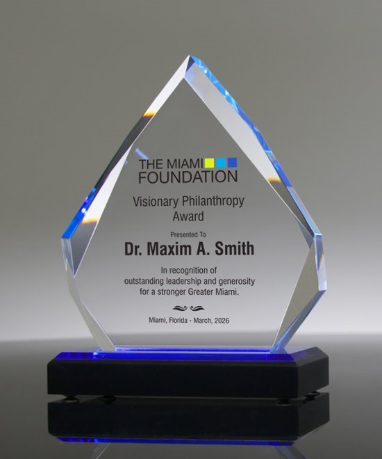 Diamond Impress Blue Acrylic Award UV Printed | Edco Awards