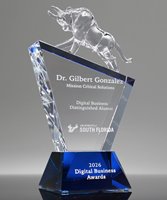 Picture of Elevated Bull Crystal Award Blue