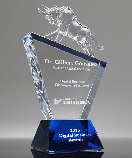 Picture of Elevated Bull Crystal Award Blue