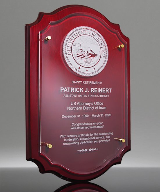 Scalloped Rosewood Plaque with Acrylic Panel | Edco Awards