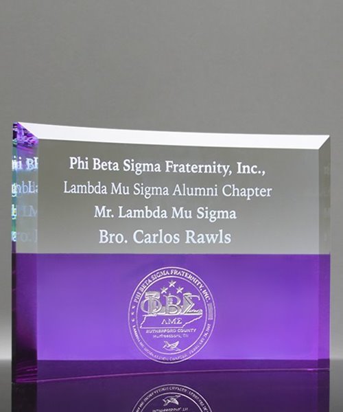Picture of Two-Tone Crystal Crescent Award with Purple Base