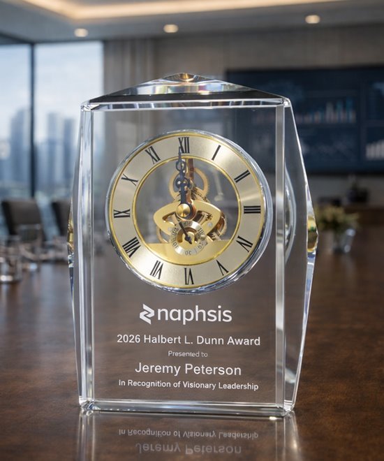 Executive Gold Skeleton Crystal Award Clock | Edco Awards