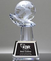 Picture of Globe In Hand Crystal Award