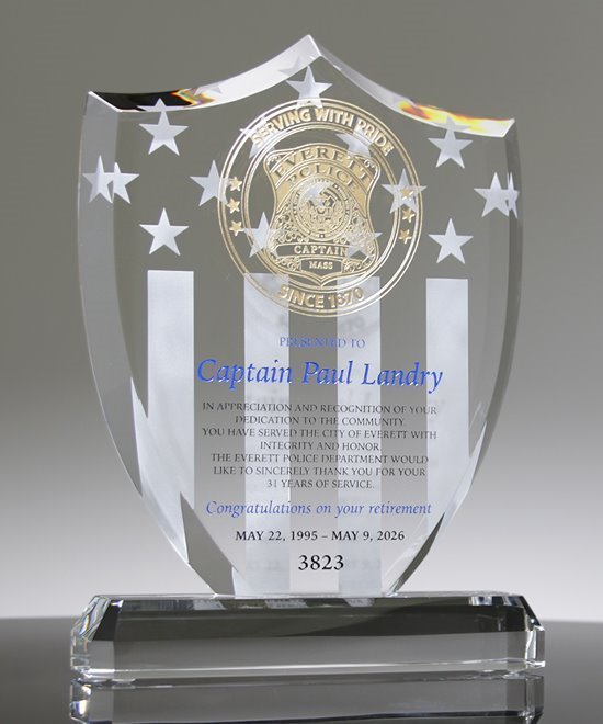 Crystal Shield Award | Patriotic Service Award | Edco Awards