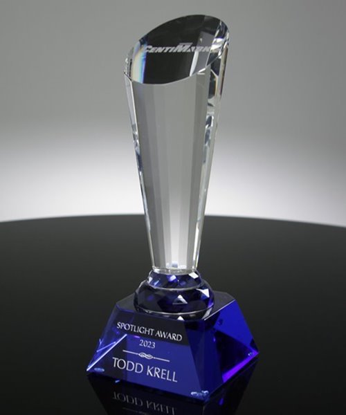 Blue Crystal Mounting Base for Awards | Edco Awards