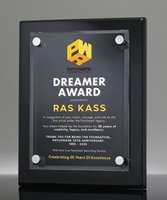 Picture of Black Piano Finish Floating Glass Plaque