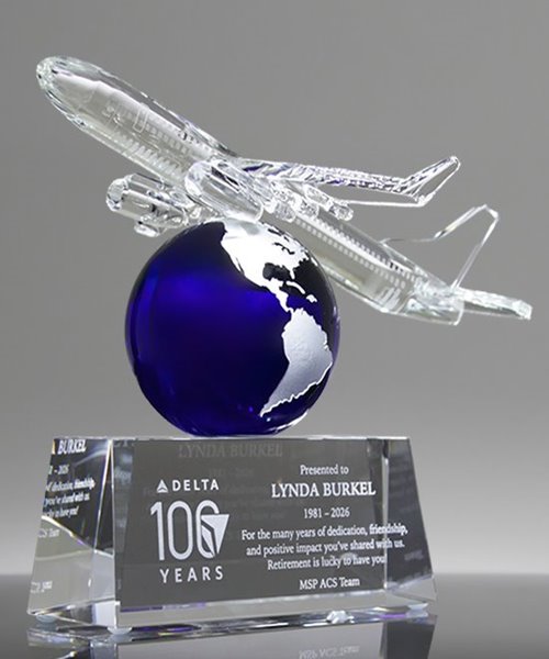 Picture of Globe Jetsetter Crystal Airplane Trophy