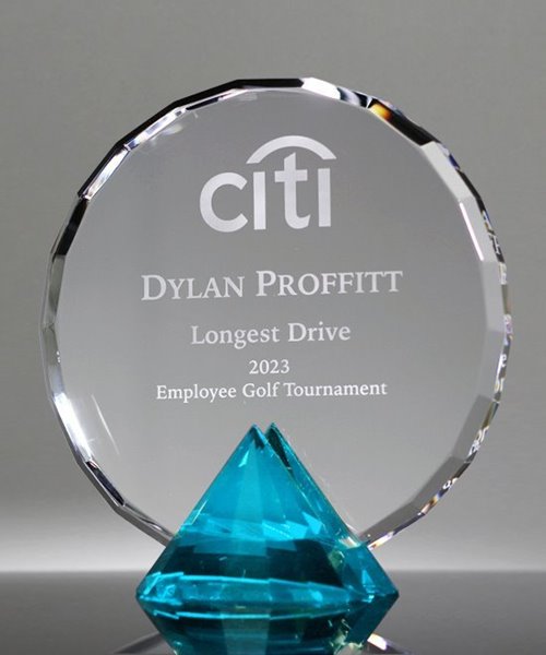 Picture of Faceted Circle Aquamarine Diamond Award