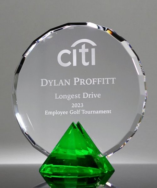 Picture of Faceted Circle Green Diamond Award