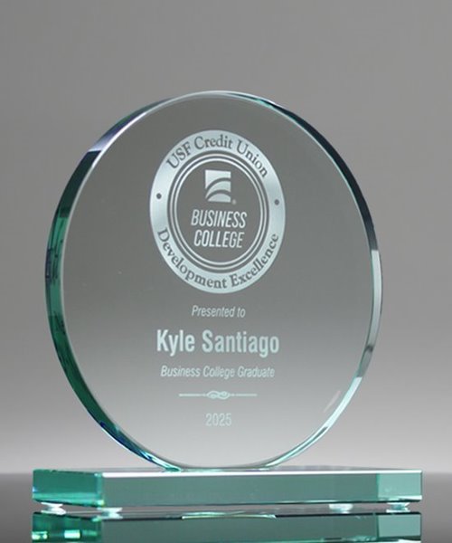 Picture of Classic Jade Glass Circle Trophy