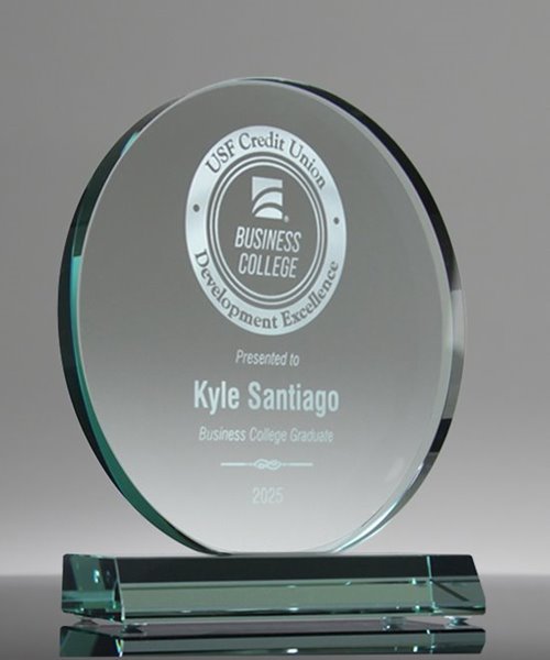 Picture of Jade Glass Synergy Circle - Sandblasted