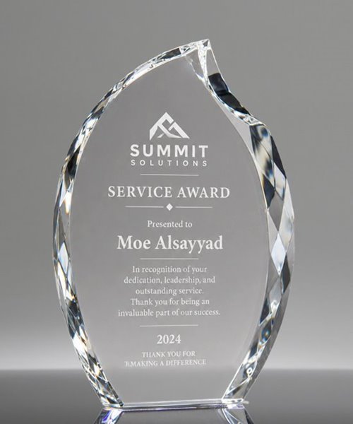 Picture of Diamond Edge Clear Crystal Flame Award