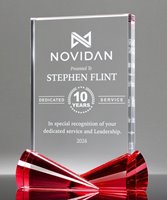 Picture of Red Ribbon Crystal Rectangle Award