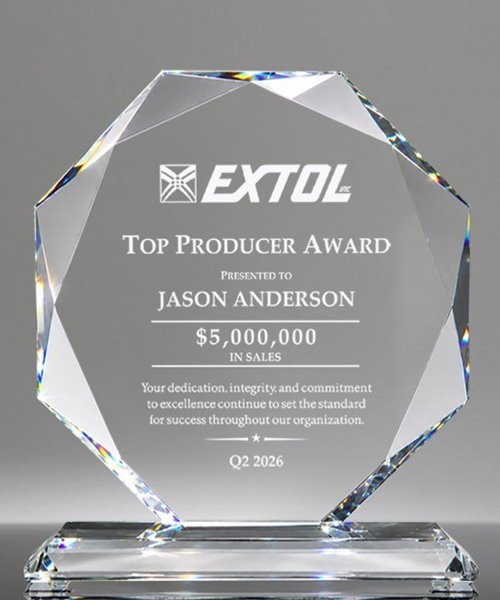 Picture of Clear Crystal Octagon Award