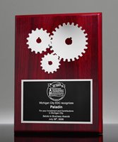 Picture of Silver Gears Award Plaque - Piano Rosewood