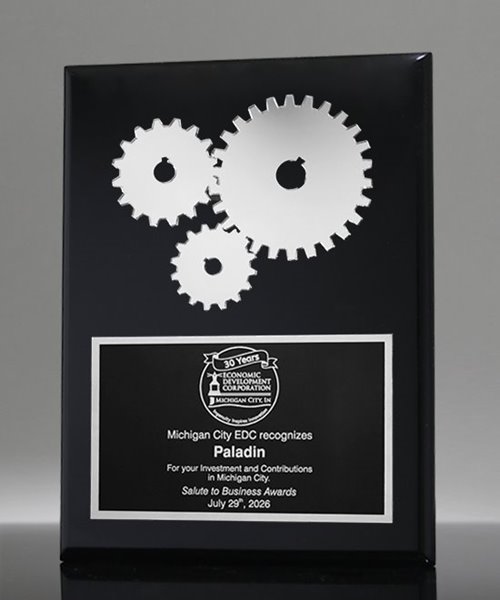 Picture of Silver Gears Award Plaque - Matte Black
