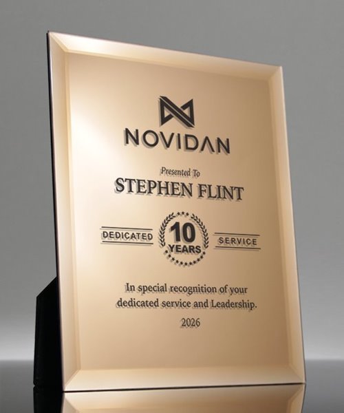 Picture of Mirrored Crystal Gold Plaque