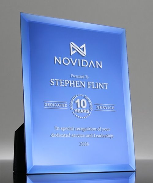 Picture of Mirrored Crystal Blue Plaque