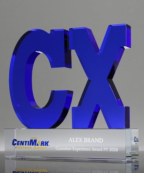 Picture of Custom Crystal Logo Award - Blue Overlay