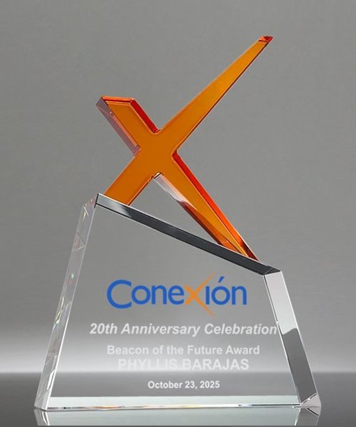 Picture of Custom Crystal Trophy - Orange Logo Top