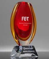 Picture of Red Lava Art Glass Vase - Clear Base