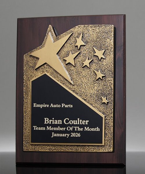 Picture of Recognition Star Gold Walnut Plaque