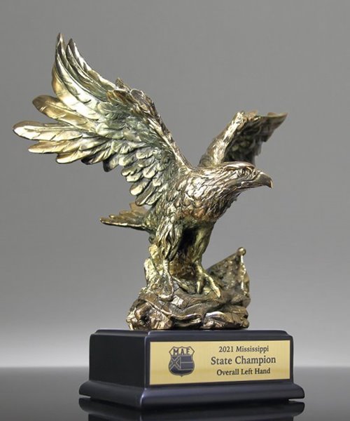 Picture of Gold Eagle Statue With American Flag