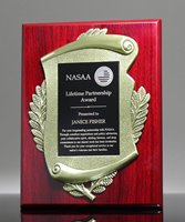 Picture of Metal Scroll Rosewood Plaque