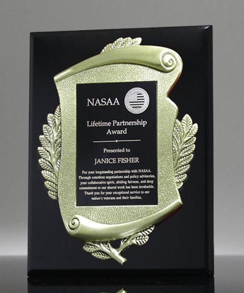 Picture of Metal Scroll Black Plaque