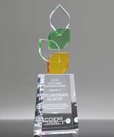 Picture of Amber Green Crystal Leaf Award