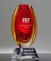 Picture of Red Lava Art Glass Vase - Clear Base