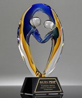 Picture of Teamwork Art Glass Trophy - Black Base