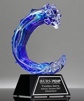 Picture of Tidal Wave Art Glass Award - Black Base