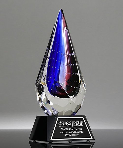 Picture of Mystic Diamond Art Glass Award - Black Base