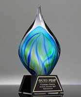 Picture of Emerald Genesis Art Glass Award - Black Base