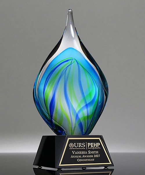 Picture of Emerald Genesis Art Glass Award - Black Base
