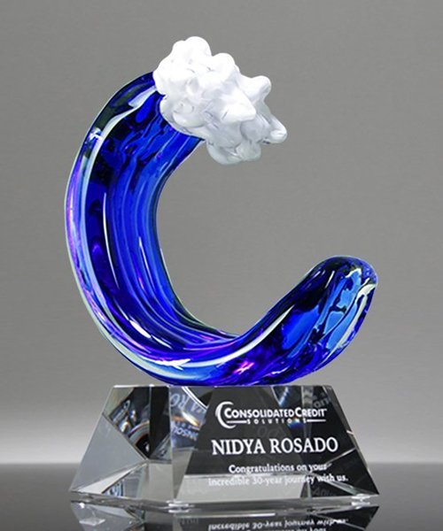 Picture of Blue Wave Art Glass Award