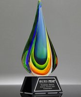 Picture of Lagoon Flame Art Glass Award - Black Base