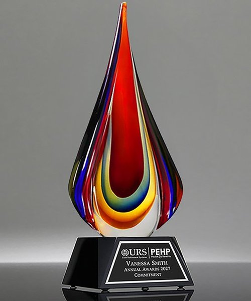 Picture of Sunset Torch Art Glass Award - Black Base
