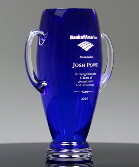 Cobalt Crystal Trophy Cup award for retirement gift