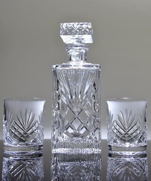 Royal cut crystal decanter award set