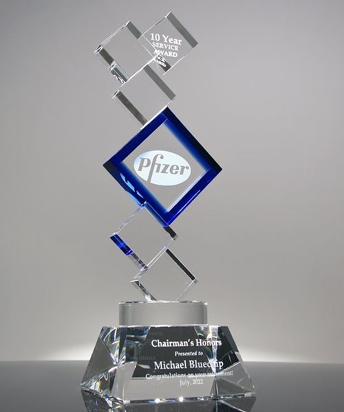Custom crystal blocks award for employee appreciation