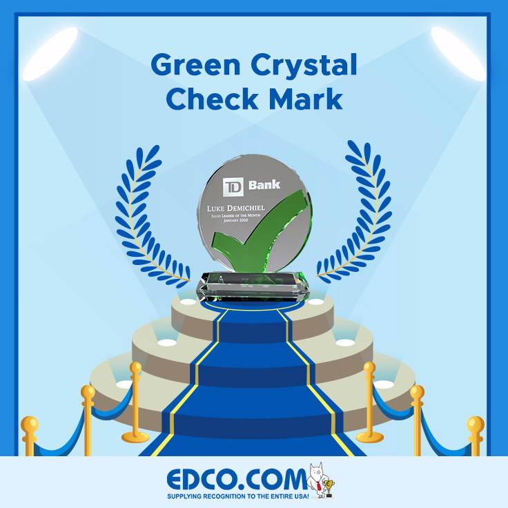 Green Check Mark Crystal Award